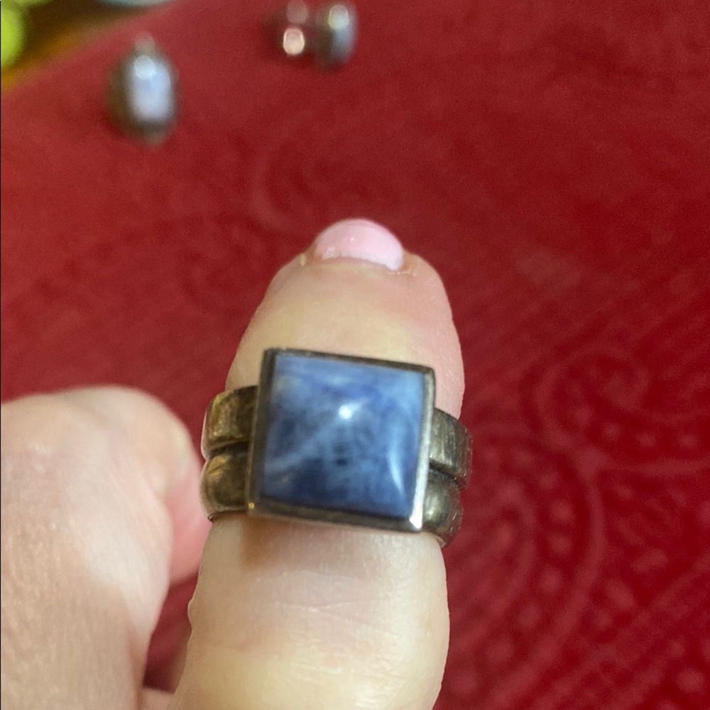 Square Blue Sodalite Stone Ring